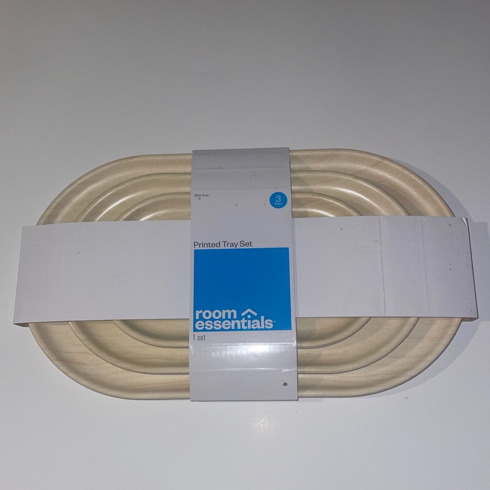 Room Essentials Printed Tray Set NWT Home Decor Kitchen Serving Guests Host Fun